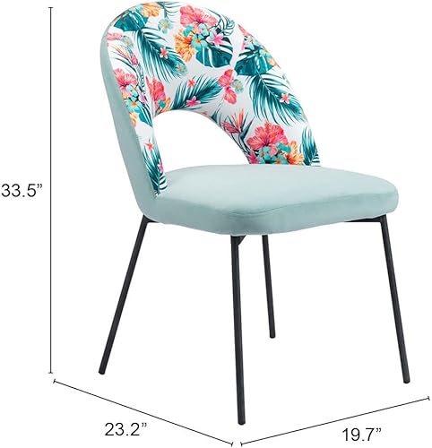 Miniatura 3 de Zuo Moderno - Bethpage Silla de comedor (juego de 2) estampado multicolor y verde - moderna - asiento - acero, madera contrachapada, espuma, 100%