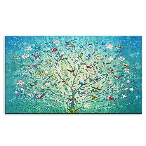 Arttown Birds Door Mat, 17 x 30 Inch Colorful Birds and Blue Tree Welcome Doormat Decorative Home Floor Mat, Non Slip Rubber Back and Strong Water Absorption for Outdoor Indoor Entrance Decor