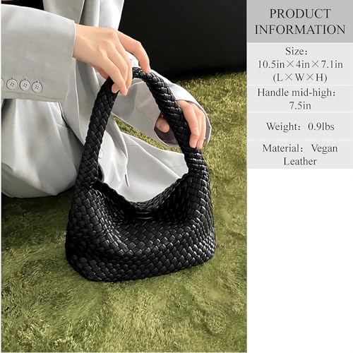 covimy Woven bag for women,Vegan Leather Woven Purse Small Shoulder Bag 2pcs3