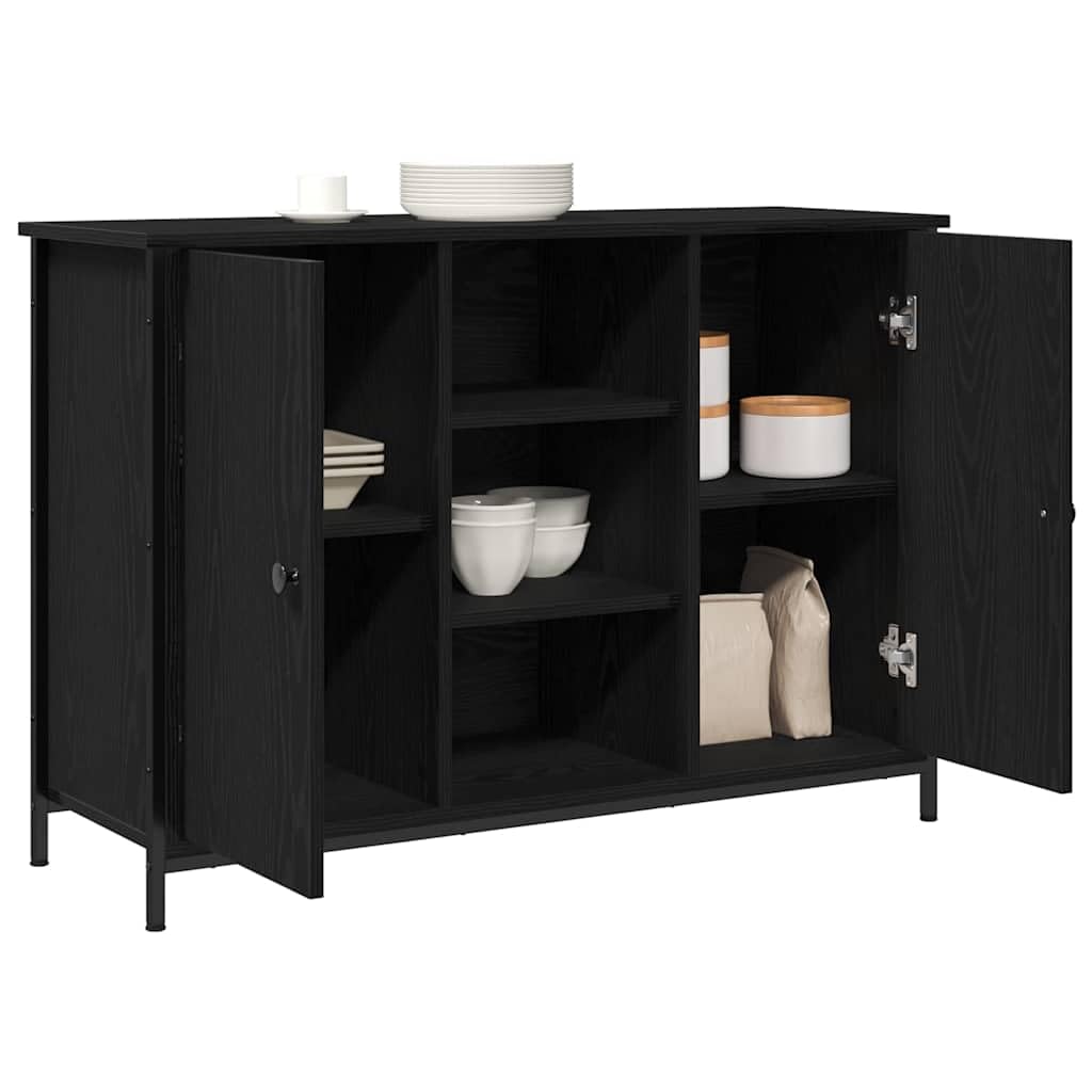 VIDAXL Sideboard - Oak - Black - 100x35x70 cm
