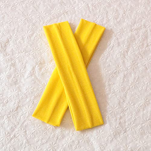 Image of Sport Yoga Headbands,Pack of 14,Fashion Soft Elastic Polyester Sweatband Yoga Stretchy Headband for Women Man Girl (Yellow)