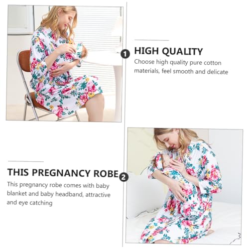 Peignoir de maternité en coton ensemble 3 pièces floral S/M