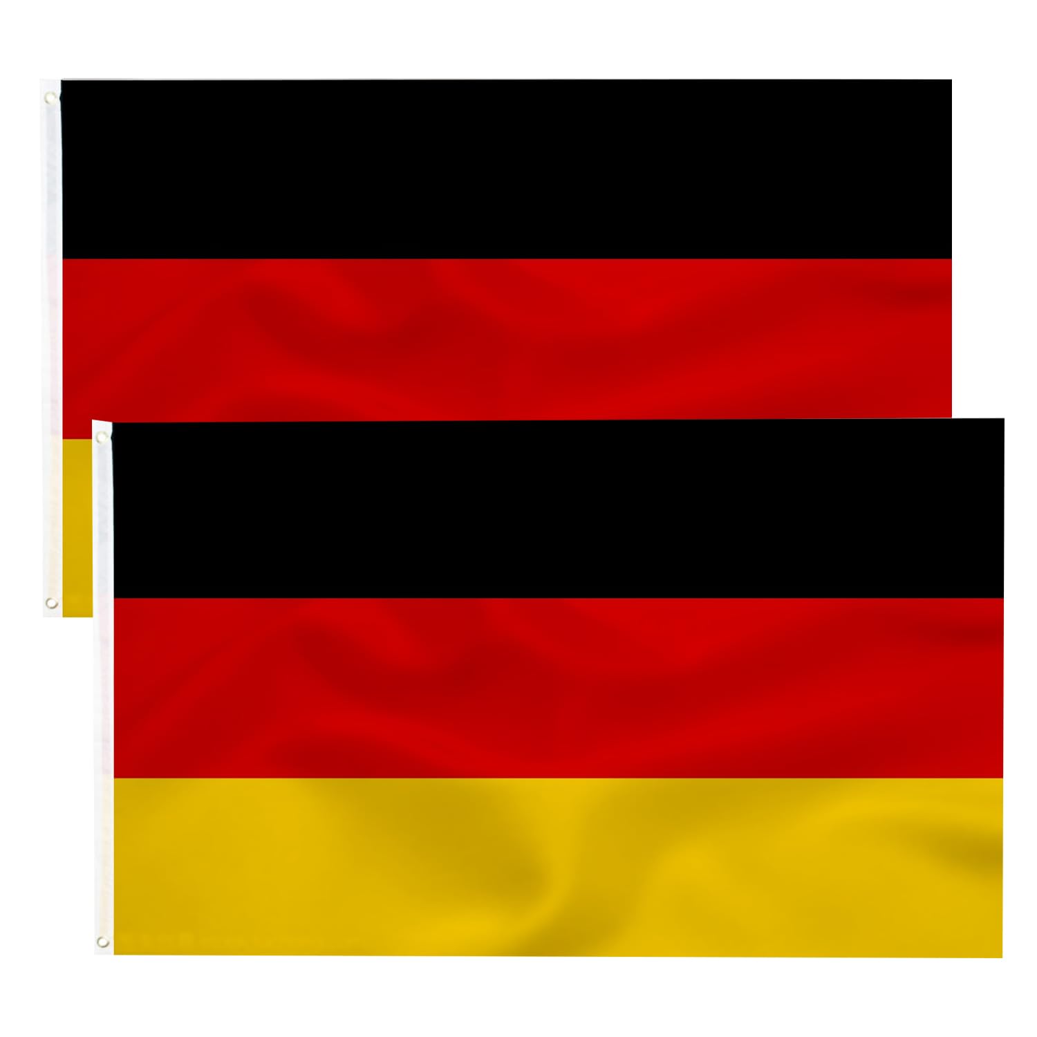 2pack Germany Flag Deutschland Fahne 90 x 150 cm- Deutsche Flagge Polyester leuchtenden Farben mit Messing-Ösen
