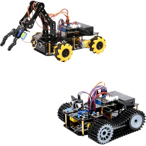 Robotics for Kids Ages 8-12, ACEBOTT 5DOF Smart Robot Arm Car Kit and Smart Robot Tank Car Kit, STEM Toys for Boys Age 8-12, ESP32 Arduino/Python Coding, App & Remote Control, STEM Gift for Adults