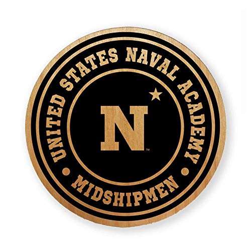 College Alderwood Round Coasters - Set of 4 (Navy Midshipmen)
