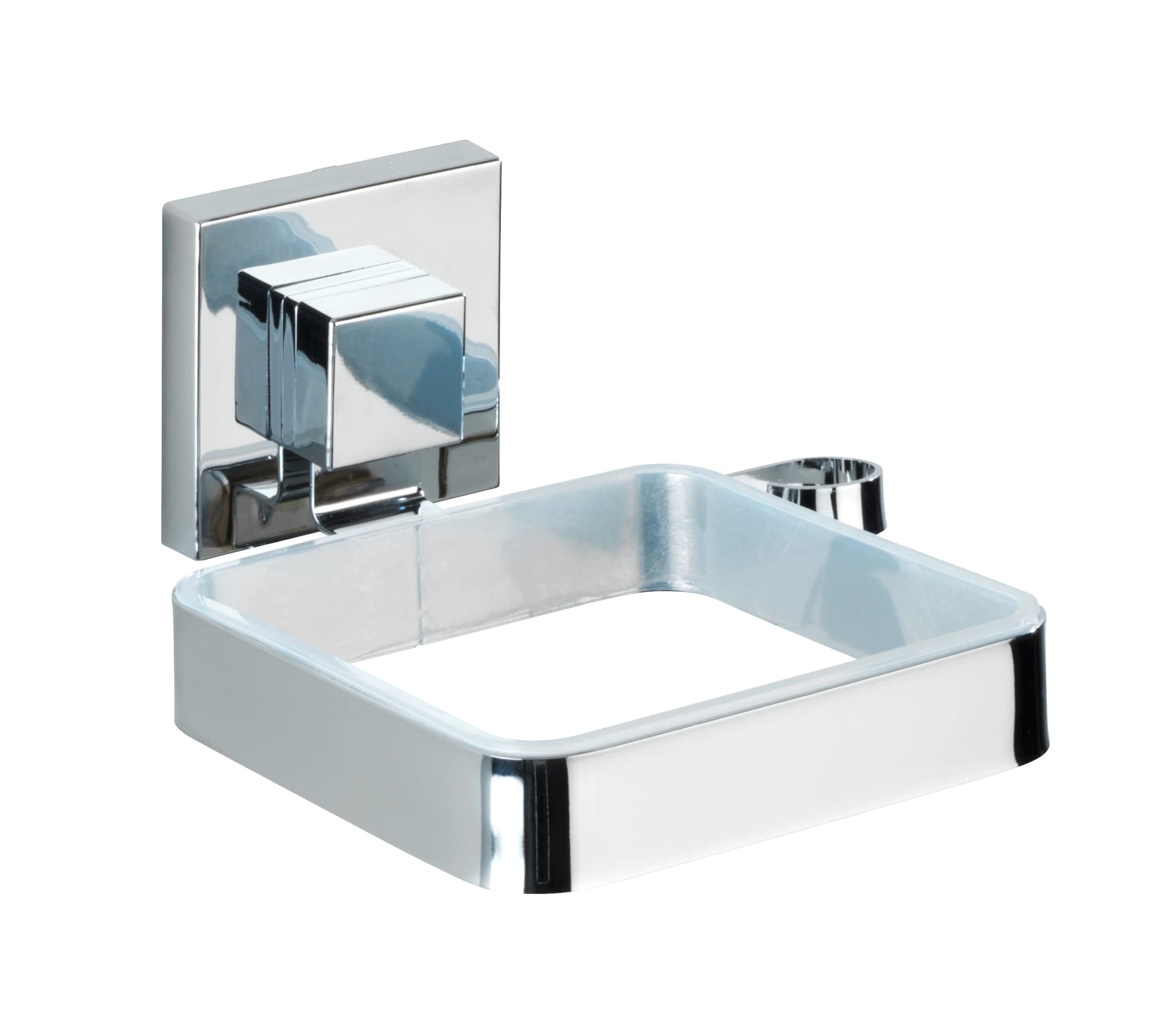 WENKO 22682100 Vacuum-Loc® hair dryer holder Quadro, Stainless steel, 14 x 7.5 x 13.5 cm, Shiny
