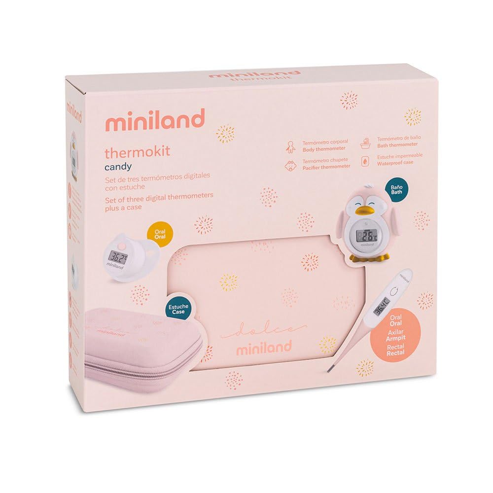 Miniland Thermokit Dolce Candy - Jeu de 3 thermomètres bébé dans trousse pratique