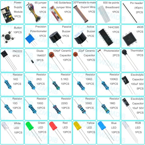WWZMDiB 438 Pcs Electronics Breadboard Kit Beginner Starter Kit Compatible with Arduino,STM32,Raspberry Pi - Image 3