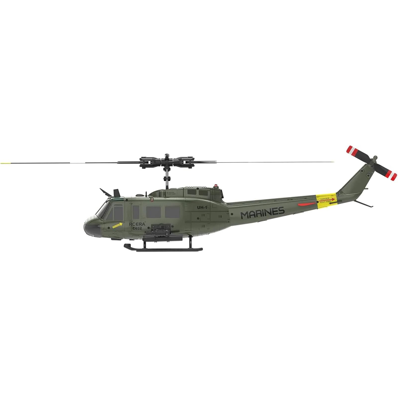 C032 Helikopter RC dla dorosłych, UH-1 6CH Wojskowy helikopter RC ze stabilizacją żyroskopową, prezent dla entuzjastów wojskowości,Green,2 Battery