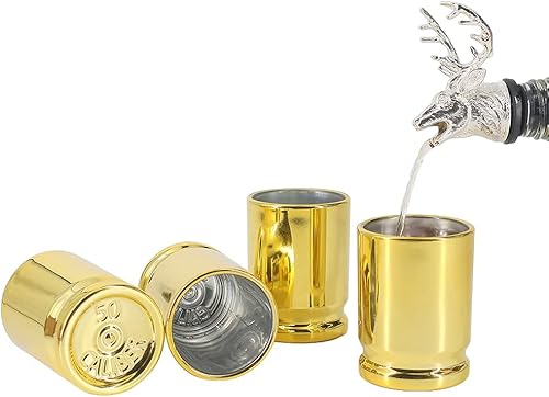 HUNTPAL Juego de 4 vasos de chupito de calibre 50, vasos de chupito de plástico dorado con superficie brillante, taza opaca, copa de vino, regalo