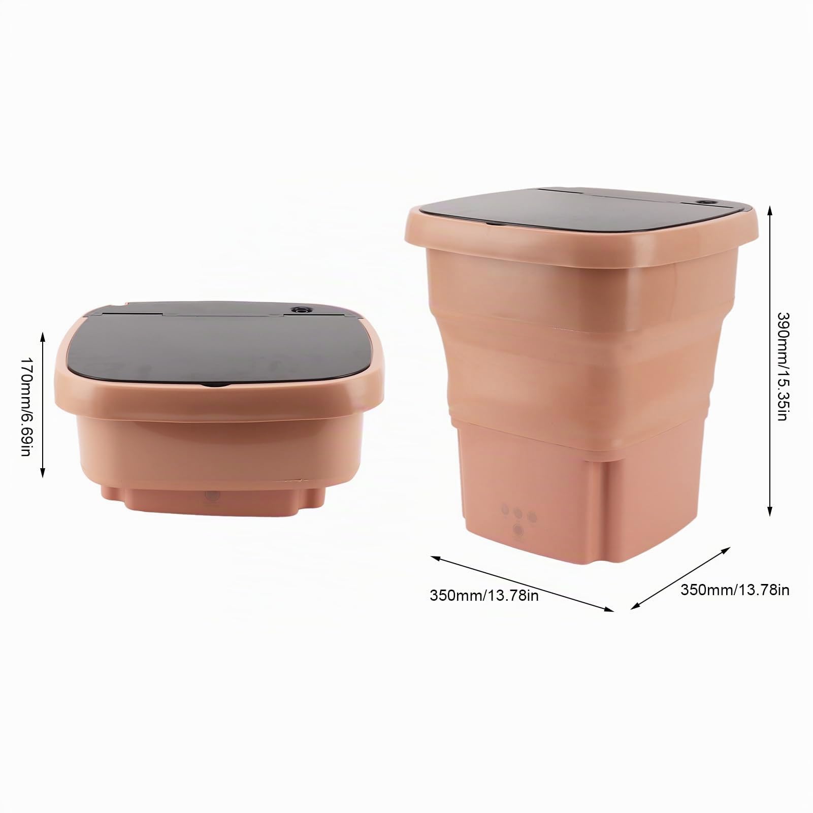 Bewinner Lavatrice Pieghevole Portatile da 15 Litri, Mini Lavatrice a Secchio Ad Alta capacità con 3 modalità di Pulizia Profonda per Biancheria Intima, Vestiti del (Rosa Arancione)