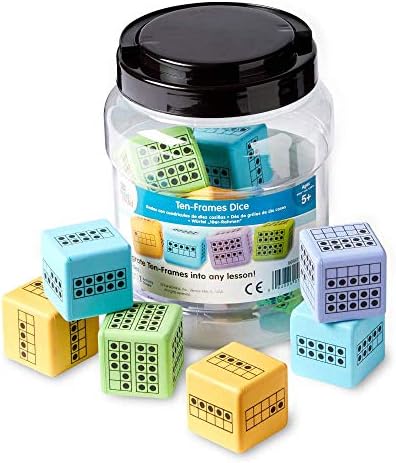 hand2mind Ten Frame Dice, Large Foam Dice for Classroom, Subitizing Dice, Math Manipulatives for Elementary School, Counting Toys for Toddlers, Educational Toys for Preschool Children (Set of 12)