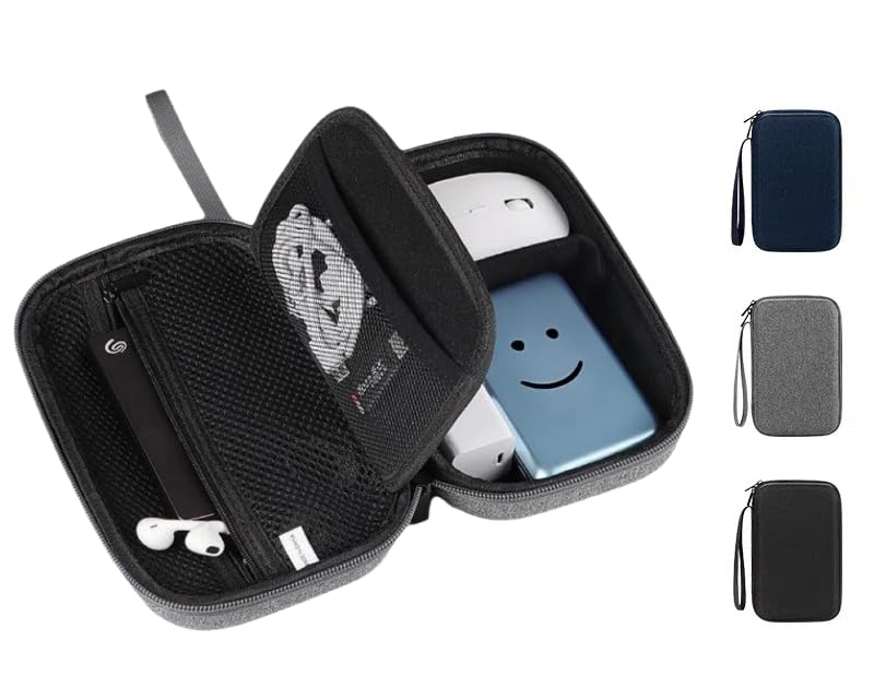 Arae Hartschalen Kabel Organizer Tasche | Stossfestes Eva-Reiseetui 14.5x23x6.5cm | Doppellagig verstellbare Faecher Fuer Ladegeraet Maus Powerbank Kabel | Wasserdicht