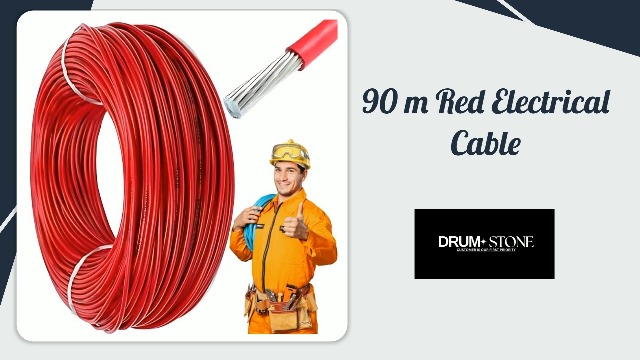 Drumstone 𝟏𝟓-𝐘𝐞𝐚𝐫 𝐖𝐚𝐫𝐫𝐚𝐧𝐭𝐲 10mm Aluminium Wires - 90m Red Electrical Cable for Domestic & Industrial Use for 1500W Connections, Copper-Free, Flexible Conductors-Best Gift