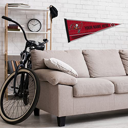 Image of Rico Industries NFL Football Tampa Bay Buccaneers Personalized - Custom 12 inch x 30 inch Soft Felt Pennant - EZ to Hang