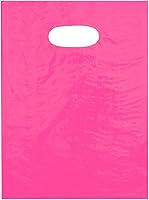 Vista 4 de Bolsas de compras de plástico verde azulado troqueladas con asa de corte 9x12, 100/cs – Bolsas marca directa