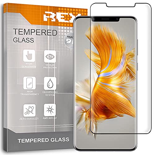 REY 2X Protector Pantalla Curvo 3D para Huawei Mate 50 Pro, Negro, Protección, 3D / 4D / 5D