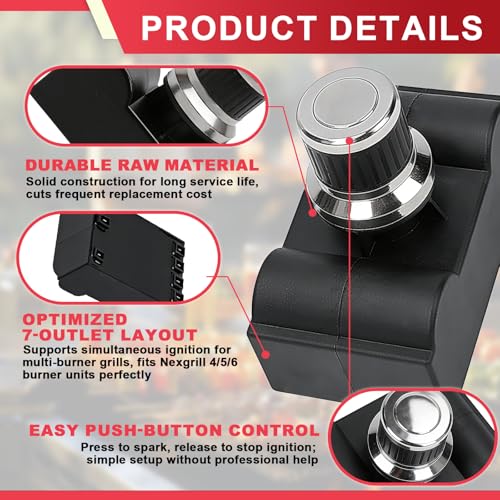 7 Outlet Pulse Igniter DHL-128-7Q for Nexgrill 720-0898 720-0896B 720-0896X 720-0896C 720-0896A Replacement Parts, Nexgrill Deluxe 6 Burner 2001648000AW Tact Push Button Replacement Igniter Parts by DcYourHome - Used condition - Image 4