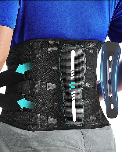 Back Brace for Lower Back Pain Relief, Carbon Fiber Support, Ergonomice Curved, Ultra-thin Air Mesh, Lightweight and Adjustale Design, Size L