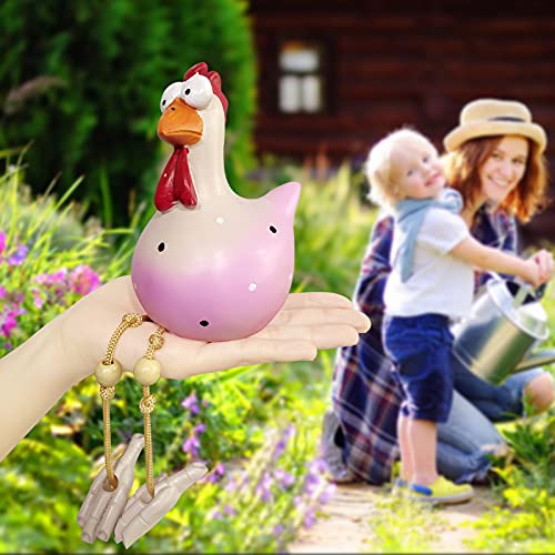 Lisade 5Pcs Funny Chicken Yard Art, Resin Rooster Outdoor Statues Decorative Garden Stakes, Resin Chicken Sculptures Halloween Outdoor Garden Decor Farm Animal Patio Yard Lawn Decoration #TOP1