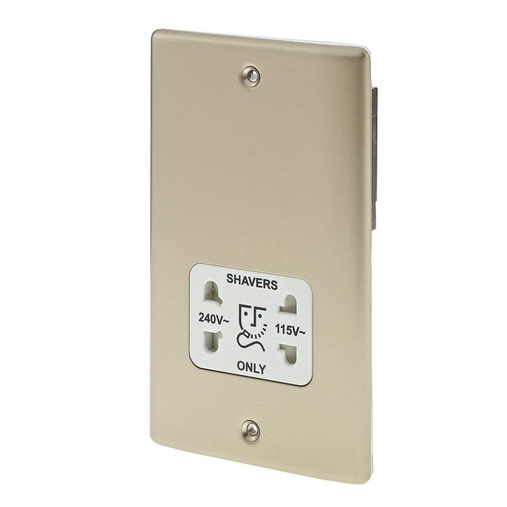 bg electrical npr20b 115/230V Pearl Nickel British General 2-Gang Dual Voltage Shaver Socket