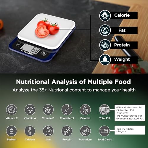 Image of Dr Trust USA Smart Nutrition Electronic Kitchen Digital Scale Weighing Machine for Health, Fitness, Diet, Nutrition, Cooking & Home Baking with Bluetooth, Bright LCD, Touch Button, Tare Function(5 Kg)