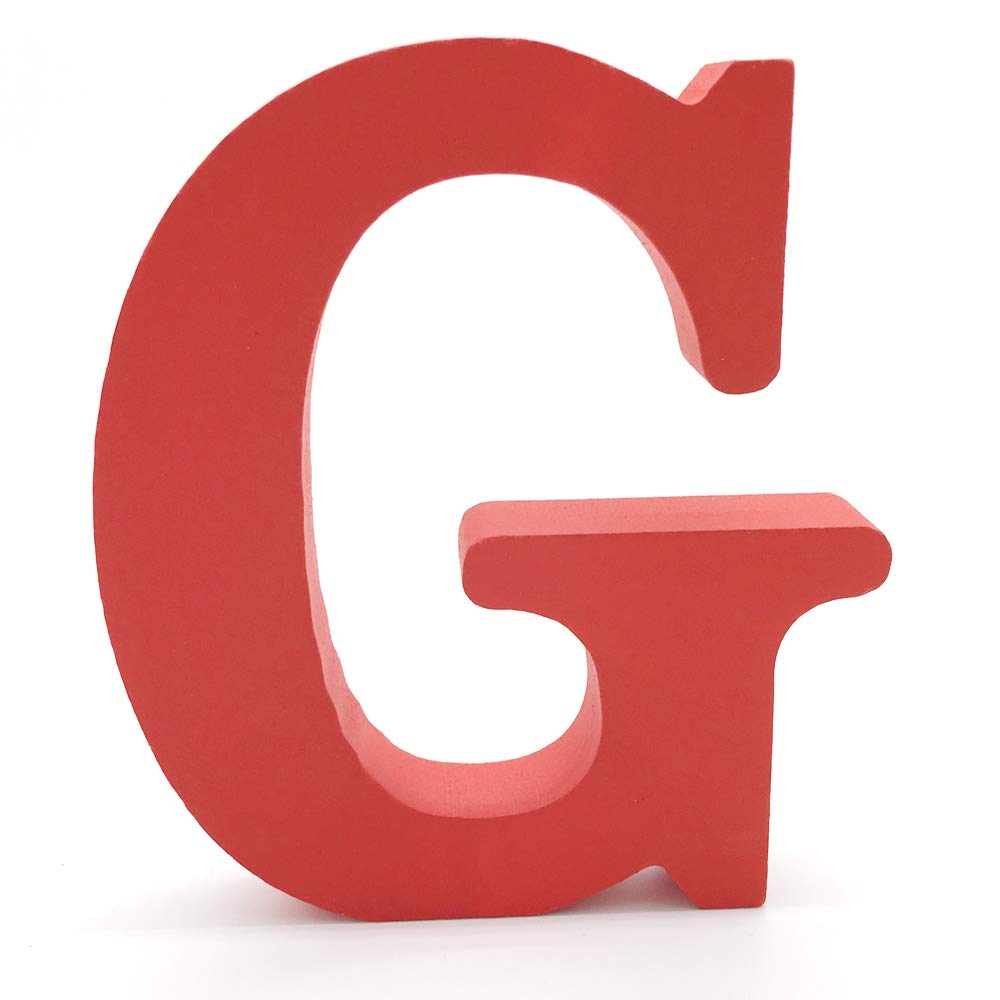 ToifucosToifucos Wooden Letters, A-Z DIY English Alphabet Craft Ornaments for Home Wedding Birthday Party Decoration Accessories, Red 1 pcs G