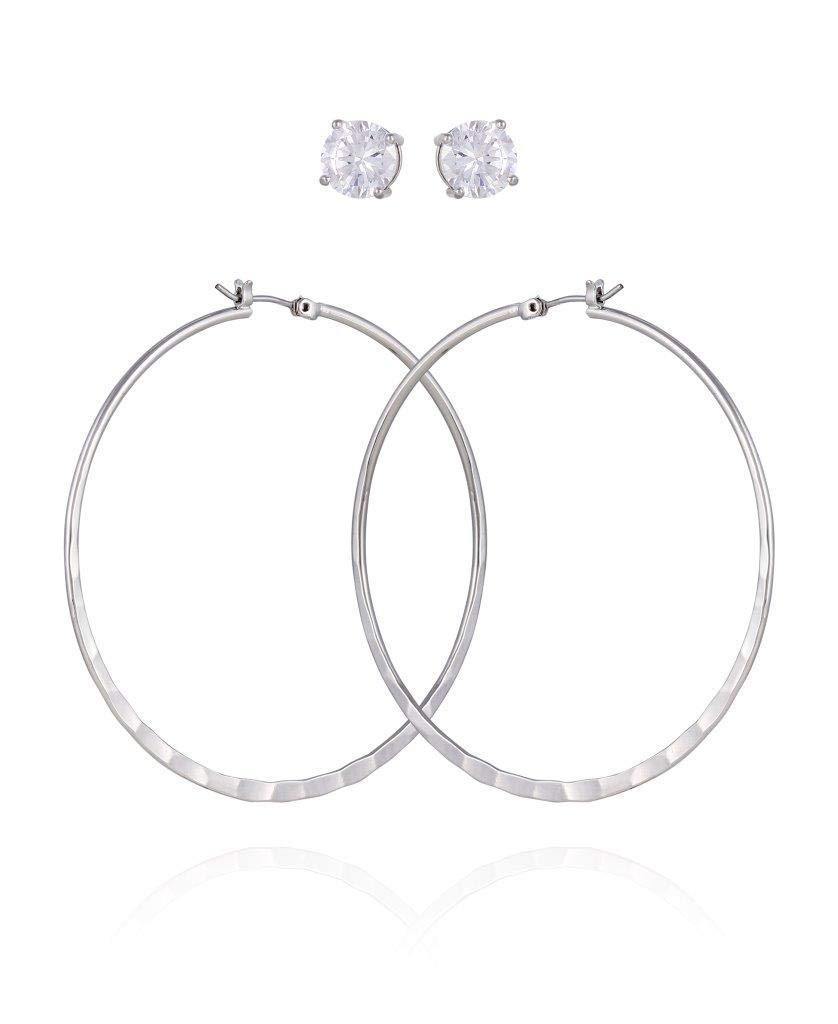 Boucles d'oreilles créoles GUESS dorées la finesse de la tige en cristal - 2