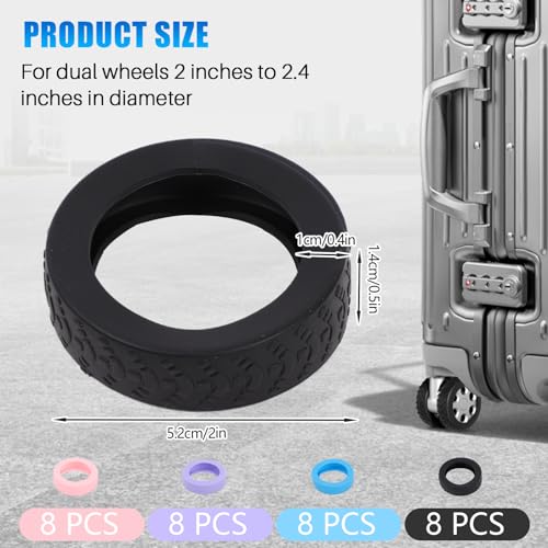 32 Pcs Silicone Luggage Wheel Covers, Rolling Suitcase Wheel Protector for 2-2.4'' Spinner Wheel2