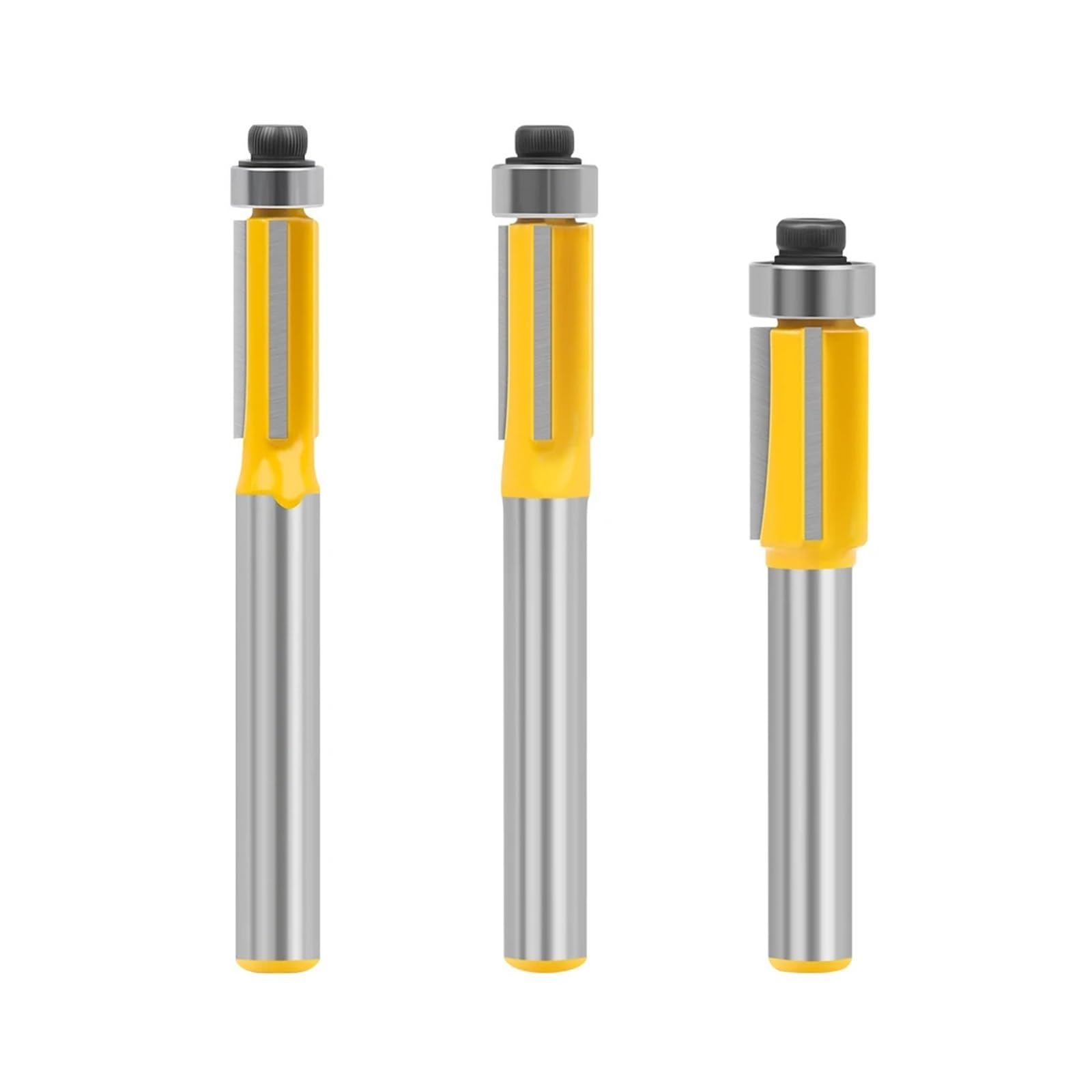 1/3pcs 6mm 6.35mm Shan Router Bit with Bearing for Wood Template Pattern Tungsten Carbide Milling Cutter for(3PCS 6mm Shank)