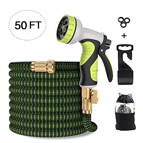 Preisvergleich Produktbild MODAR Gartenschlauch, flexibel, erweiterbar, Anti-Auslauf, Leichter Schlauch mit massiven Messingbeschlägen, 10 Funktionen Sprühdüse