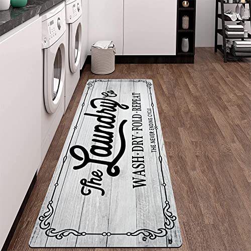 Image of Pauwer Laundry Room Rug Runner 20 inchx48 inch, Non Slip Waterproof Mat, Beige