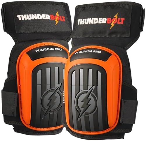Thunderbolt Knee Pads for Men for Construction Gardening Flooring Roofing Heavy Duty Comfortable Gel Thick Foam Cushion with Adjustable Non-Slip Straps