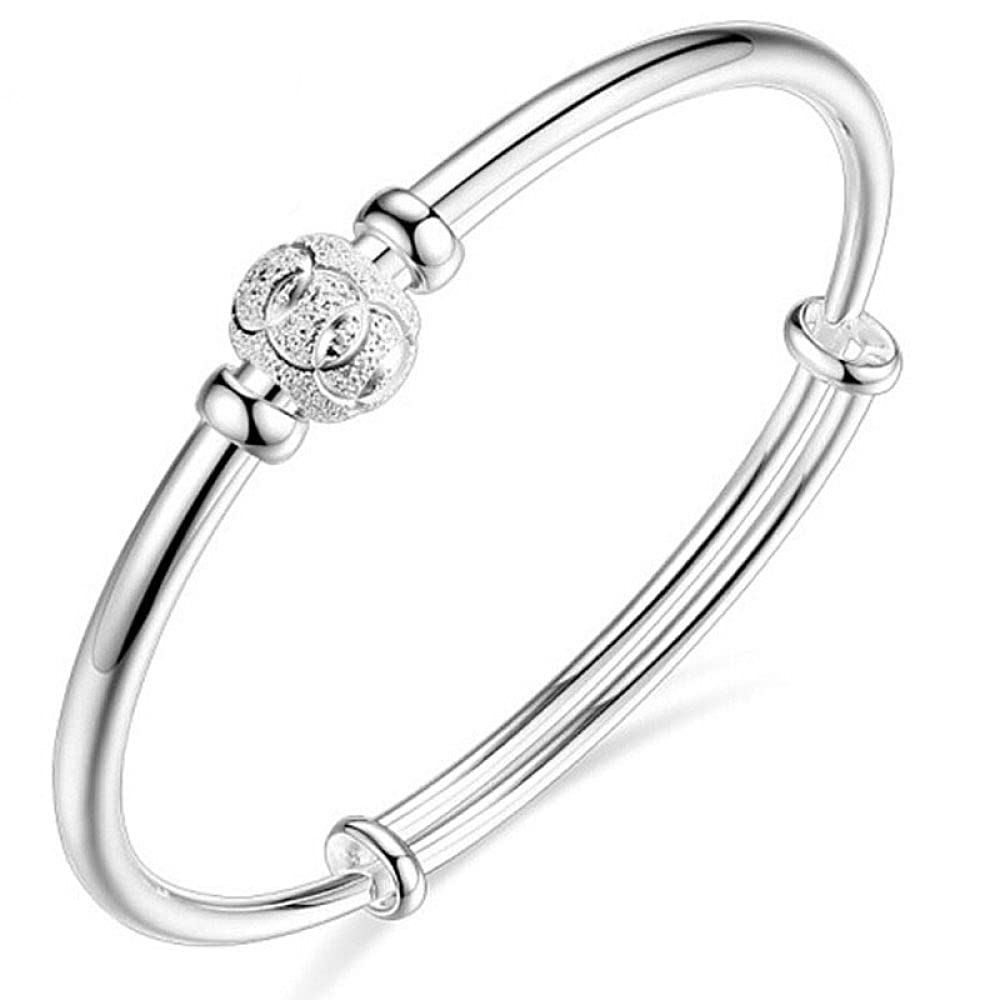 Verstellbarer Armreif aus Sterlingsilber, Armband für Damen, 925er-Silber-Armband, verstellbare Manschette, Armreif, mattes Silber, Perlen, Armbänder, Sterlingsilber, Schmuck, Geburtstag