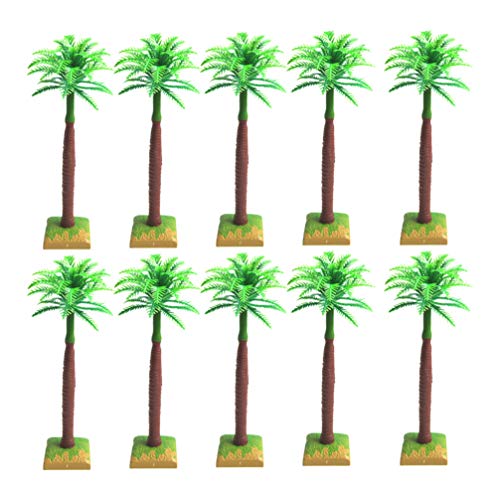 None 10PCS Simulated Palm Plastic Miniature Lifelike Palm Coconut Tree Model Ornament for Landscape Sand Table Backdrop