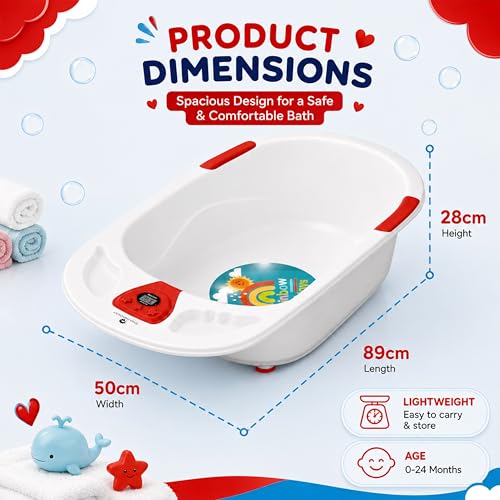 Image of StarAndDaisy Baby Bath Tub for 0 to 5 Years with Temperature Sensing Meter & Anti-Skid Legs /Baby Bathing Tub for Newborn & Toddlers /Kids Bath Tub (SBT-Blue)