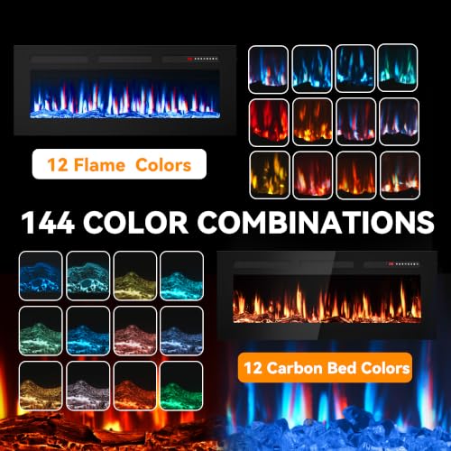 Image of Tehanld 42 inch Ultra-Thin Electric Fireplace Heater, Recessed Wall Mounted