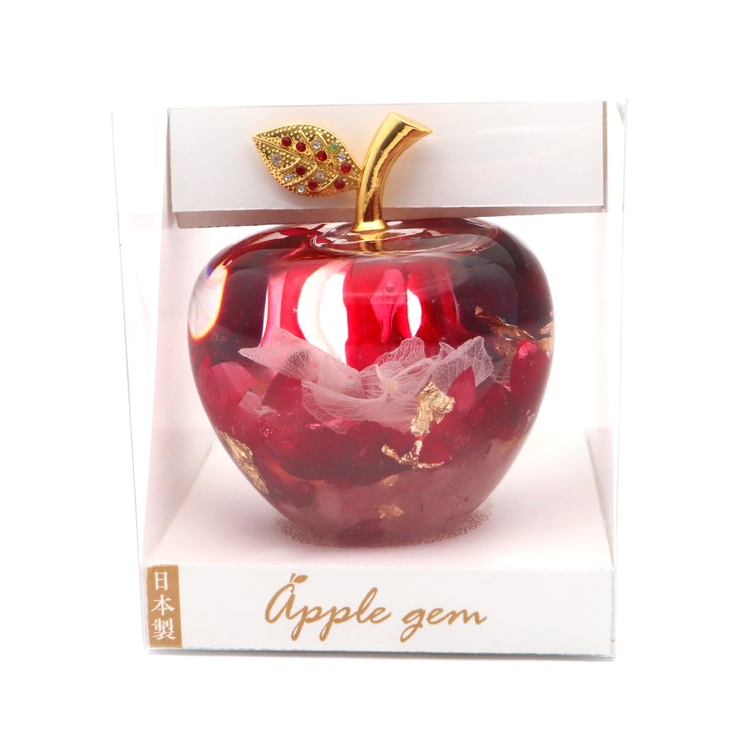 Amazon.co.jp: [GOLD STONE] ハーバリウム リンゴ 置き物 金箔 天然石