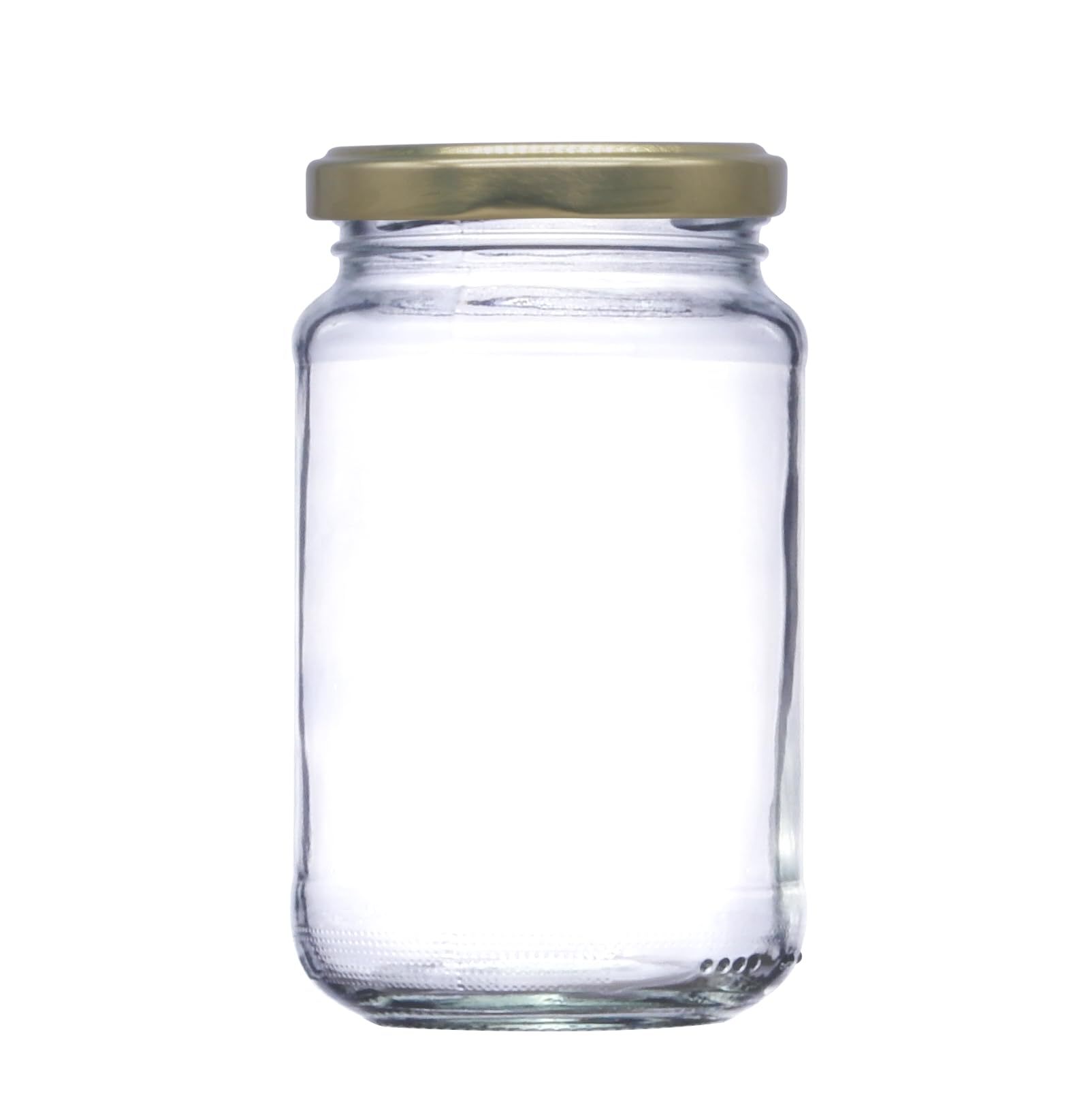 12oz Traditional Glass Jam Jars (296ml), Jar for Preserves, Marmalade, Honey, Chutney & Curds (Gold Lid, Pack of 100)