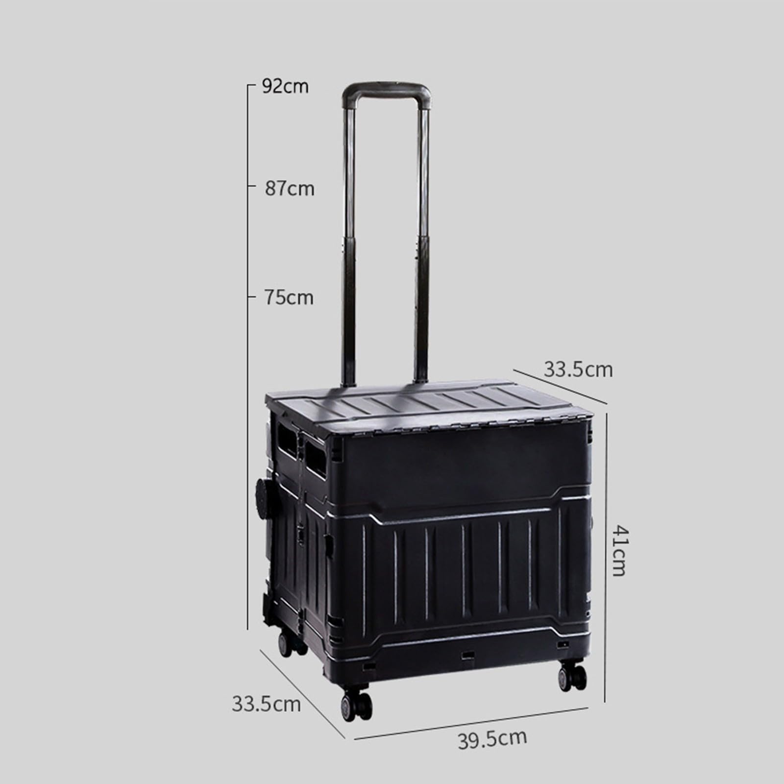 Scatola portaoggetti pieghevole con coperchio, portatile, con manico in alluminio regolabile, per shopping, viaggi e ufficio, leggero e facile da riporre, 34 x 40 x 41 cm