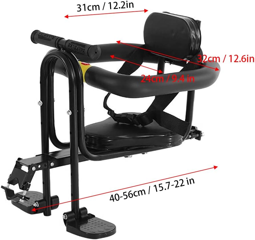 Kids Bicycle Front Seat with Pedals and Support for Children 1-3 Years Old, Child Bike Front Saddle Stable Portable for Mountain Bike Road Bike,Max Bearing Weight: 77lbs/35kg