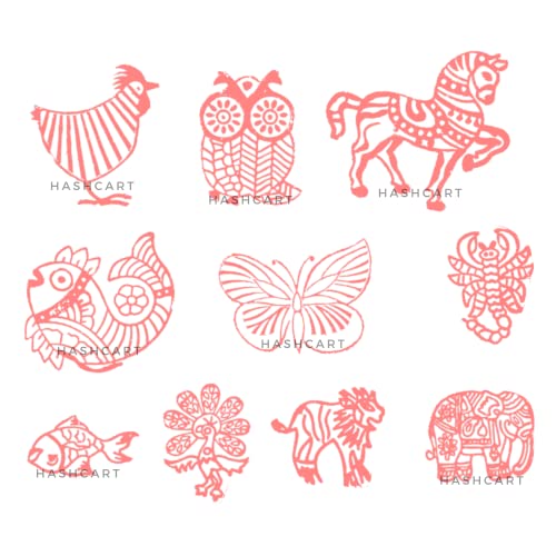 Image of Animal Shape Printing Stamps | Set of 10 | Design Baren for Blocks Printing | Scrapbooking | Fabric Designing | Art Craft | Pottery Craft | Project Making