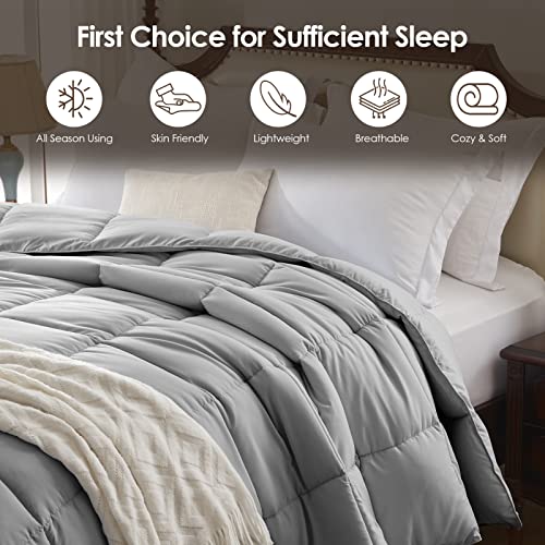Homelike Moment Twin Comforter Grey Lightweight Comforter Duvet Insert Down Alternative Bed Comforter All Season Quilted Comforters Twin Xl Size Light Gray #TOP1