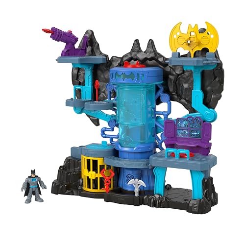 Imaginext DC Batcueva Bat Tech Casa de juguete con luces y sonidos para figuras, incluye 1 muñeco de Batman (Mattel GYV24)