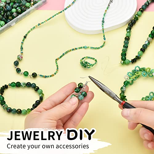 Image of Glass Beads Jewelry Making Kit, Fresh Green Color-900pcs Include 8mm Assorted Beads, 4mm Bicone Crystal Beads, 2-4mm Spacer Seed Beads for DIY Bracelet, Earring Necklace Pendants Making Supplies