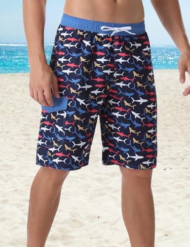 Men's Swim Trunks Quick Dry Summer Elastic Waist Board Shorts with Lining3