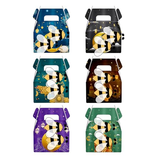 ハンドル付きギフトバッグを1セットしたキャンディーとギフト用のホリデーホリデーペーパーボックスeid紙袋