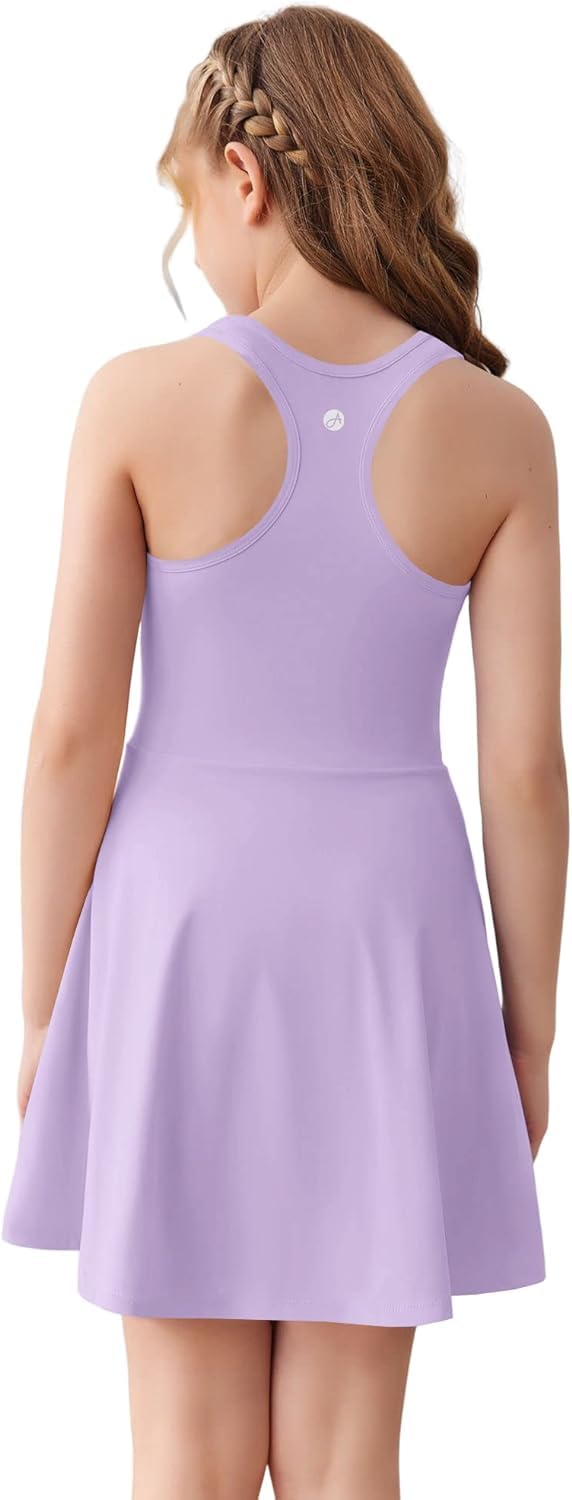 Haloumoning Robe de tennis pour fille - Sans manches - Dos nageur - Robe de sport pour l'école - Avec poches courtes