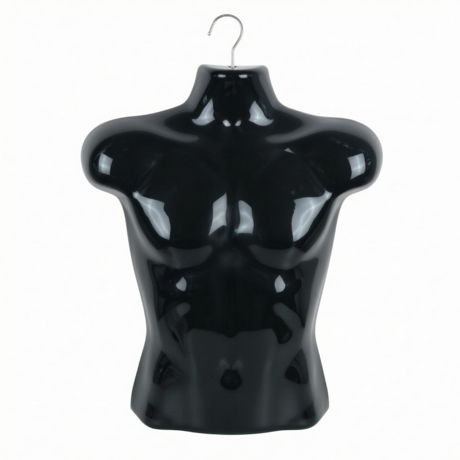 Harilla Manichino Torso Maschile Espositore Torace Uomo Busto Appeso Manichino Appendiabiti Plastica Metallo Gancio per Appensione Installazione Semplice , Nero