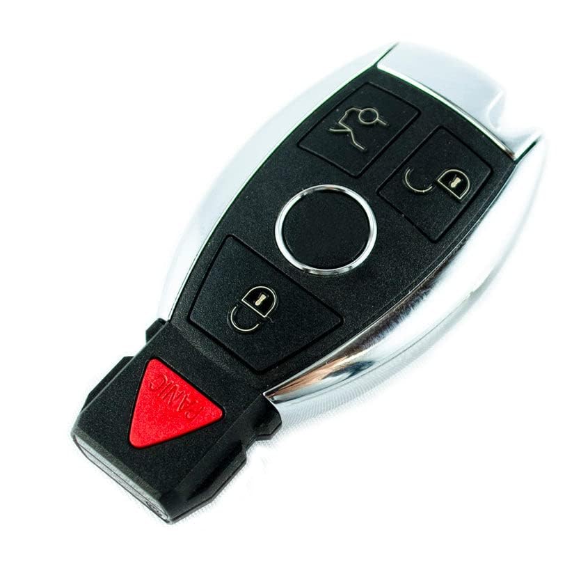 Image of Leather Car Key Cover Compatible for Smart Key Case Metal Hook for Car Remote Key for, S - Class, C - Class, M - Class (Black)
